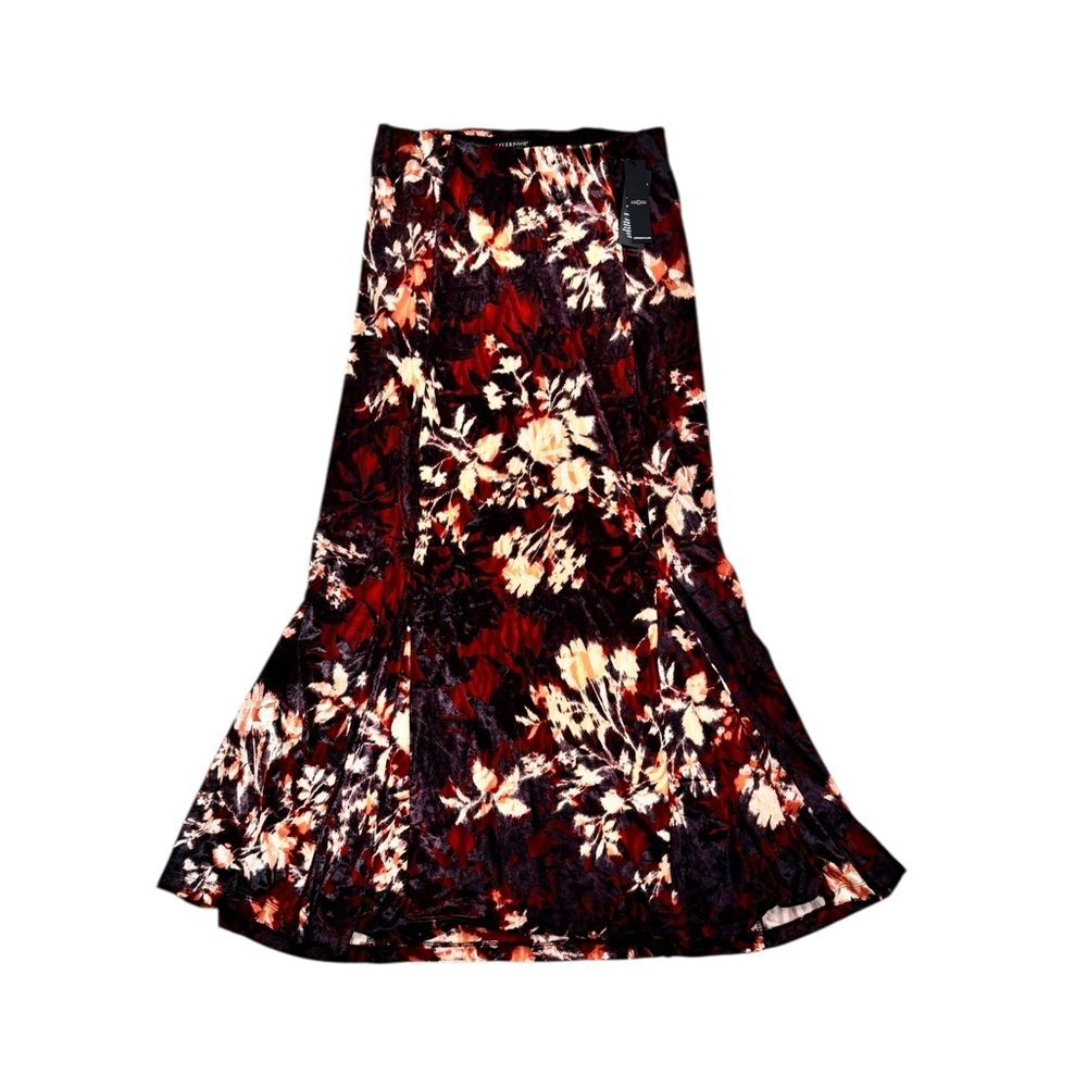 Liverpool Los Angeles Velvet Floral Midi Skirt – Romantic Dark Academia S26 - Picture 2 of 9